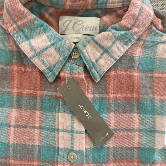 J crew Classic-fit shirt in blush plaid flannel SIZE 4 BA876 - Picture 3 of 4